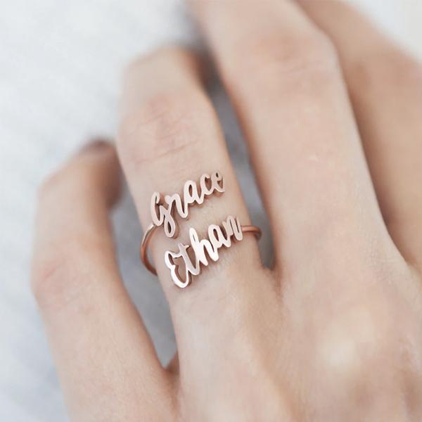 Personalized Custom Made Double Names Ring