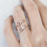 Thumbnail for Personalized Custom Made Double Names Ring