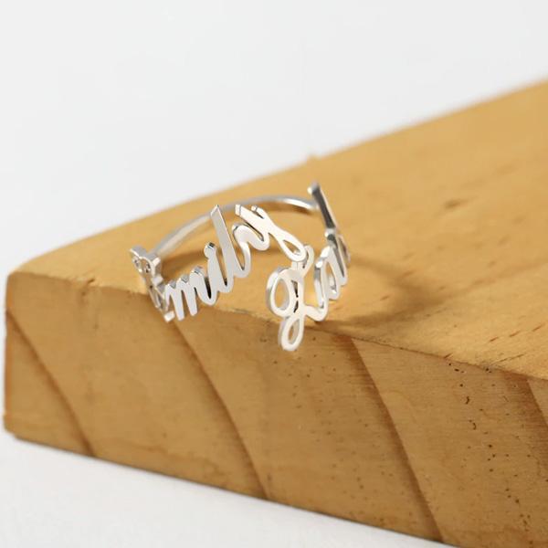 Personalized Custom Made Double Names Ring