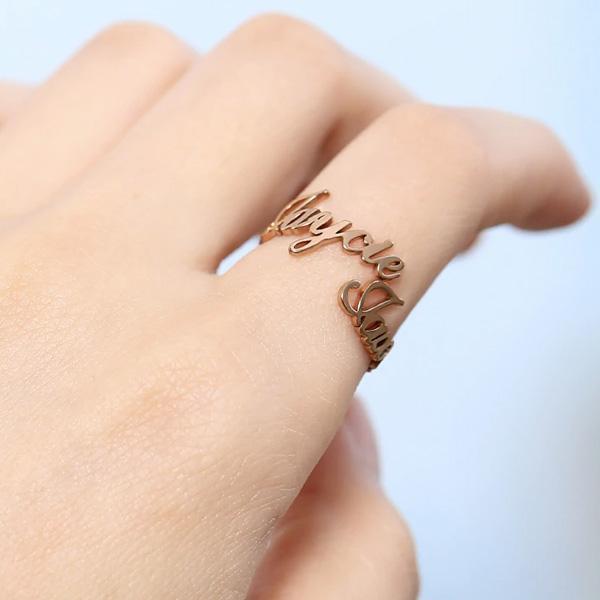 Personalized Custom Made Double Names Ring