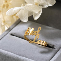 Thumbnail for Personalized Custom Made Double Names Ring