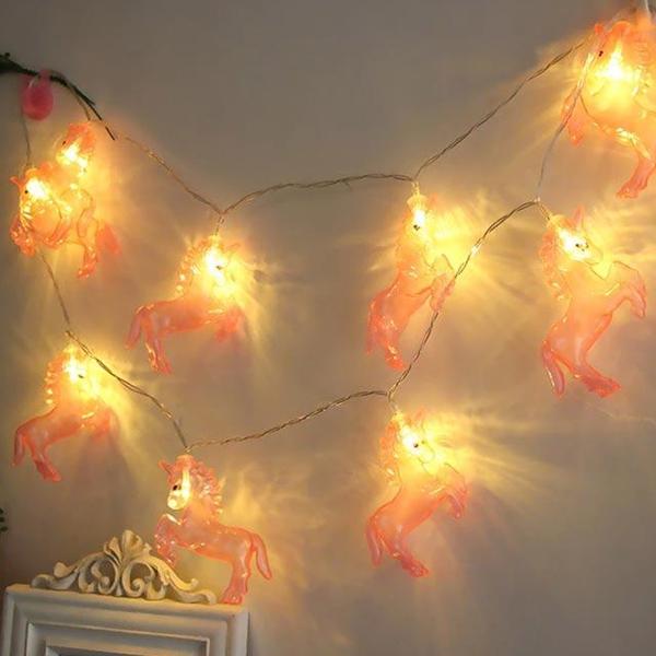 Pink Unicorn LED Fairy String Lights (Set of 10)