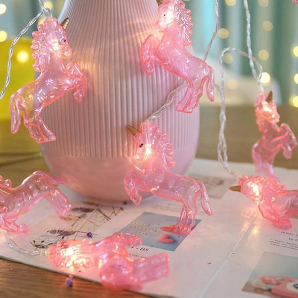 Pink Unicorn LED Fairy String Lights (Set of 10)