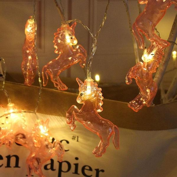 Pink Unicorn LED Fairy String Lights (Set of 10)