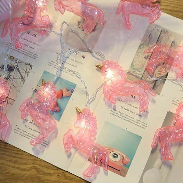 Pink Unicorn LED Fairy String Lights (Set of 10)