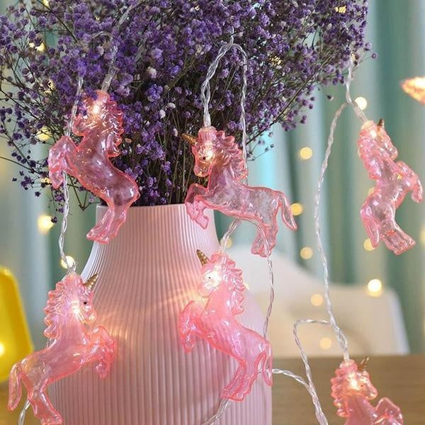 Pink Unicorn LED Fairy String Lights (Set of 10)