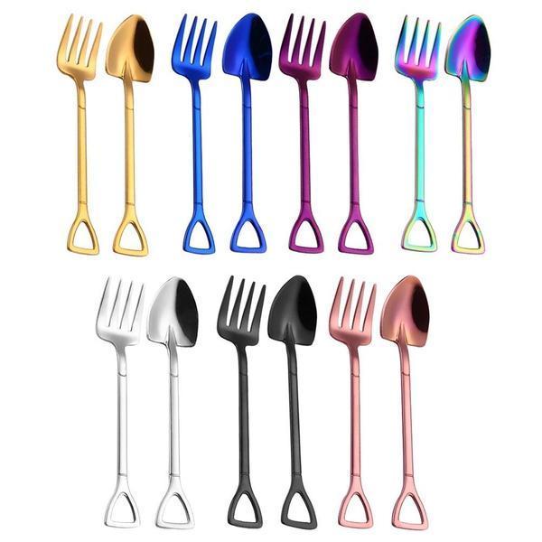 Pitchfork and Shovel Shaped Dessert Cutlery