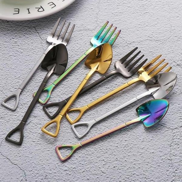Pitchfork and Shovel Shaped Dessert Cutlery