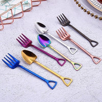 Thumbnail for Pitchfork and Shovel Shaped Dessert Cutlery
