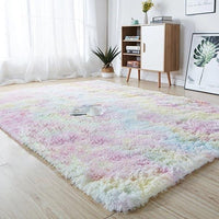 Thumbnail for Plush Rainbow Colorful Fur Rug