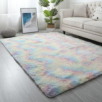 Thumbnail for Plush Rainbow Colorful Fur Rug