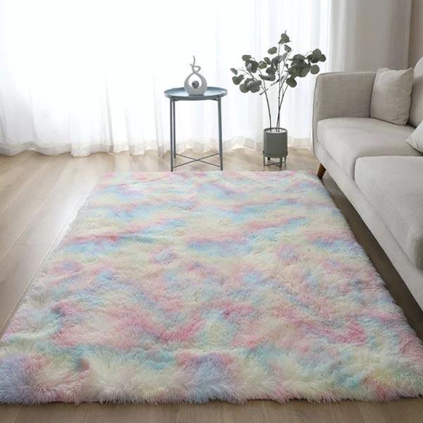 Plush Rainbow Colorful Fur Rug (Various Colors and Sizes) PeekWise