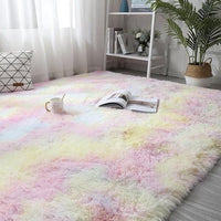 Thumbnail for Plush Rainbow Colorful Fur Rug