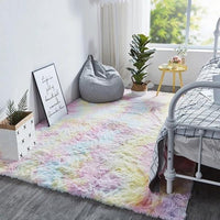 Thumbnail for Plush Rainbow Colorful Fur Rug