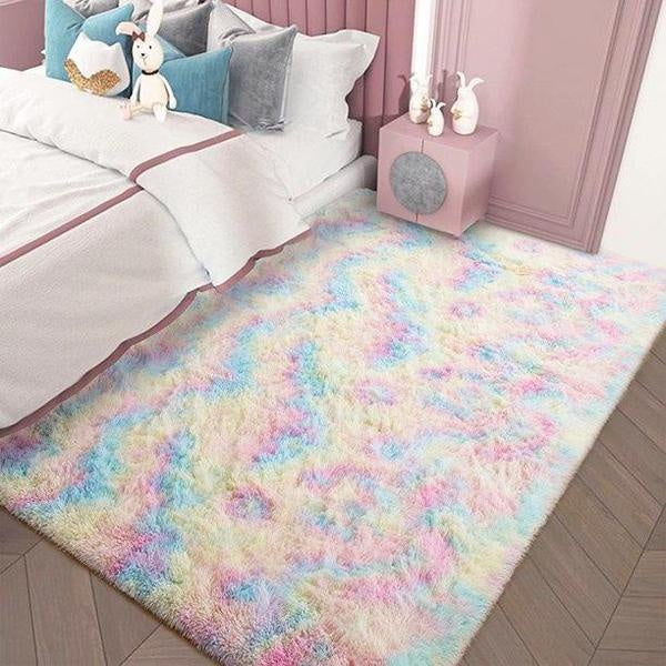 Plush Rainbow Colorful Fur Rug (Various Colors and Sizes) PeekWise
