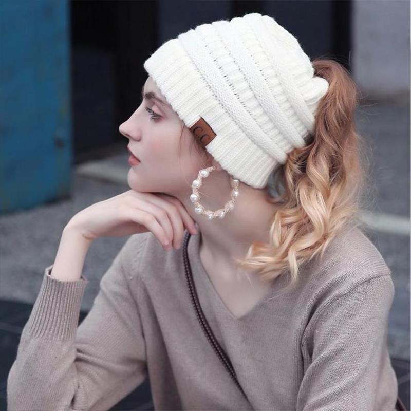 Soft Knit Ponytail Beanie Hat