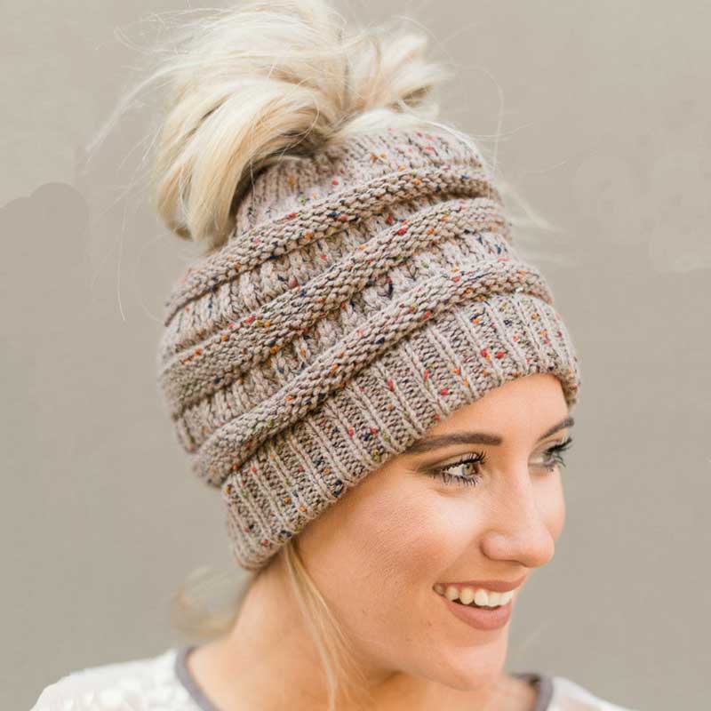 Soft Knit Ponytail Beanie Hat