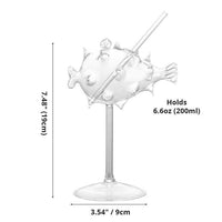 Thumbnail for Pufferfish Shaped Cocktail Glass With Glass Straw