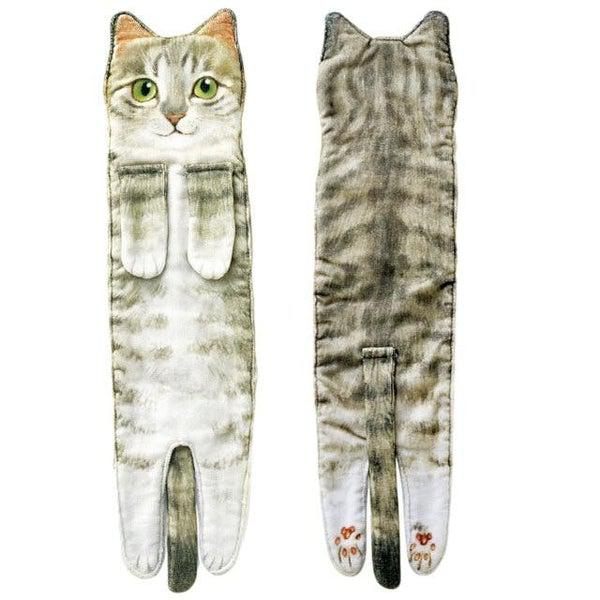 Realistic Hanging Cat Hand Towels