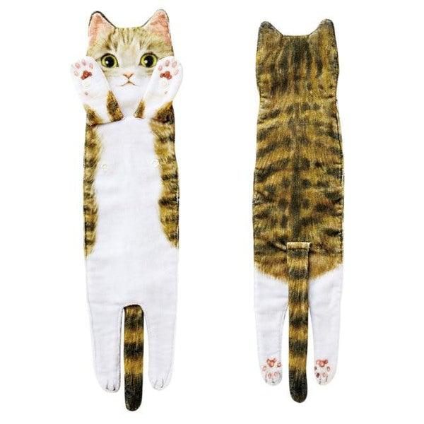 Realistic Hanging Cat Hand Towels