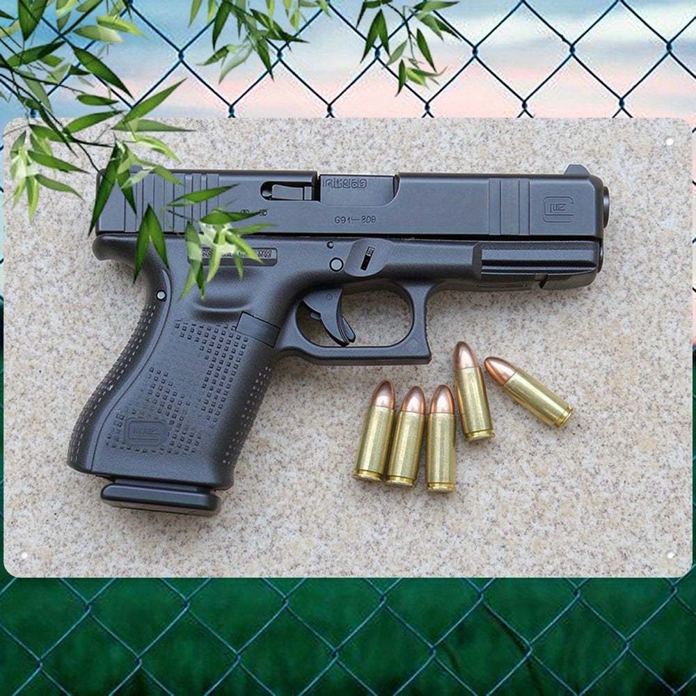 Realistic Gun Print Metal Sign