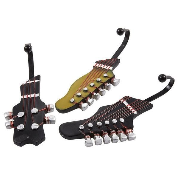 Retro Guitar Head Wall Hooks (Set of 3)