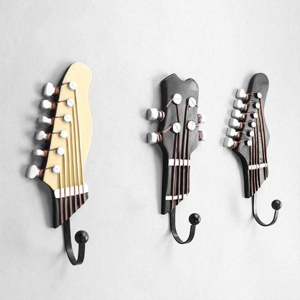 Retro Guitar Head Wall Hooks (Set of 3)