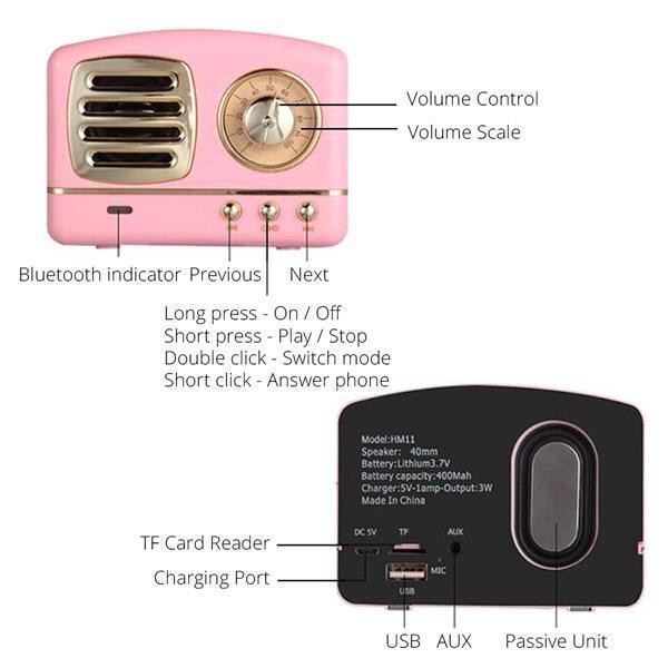 Retro HiFi Bluetooth Stereo Speaker