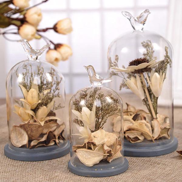 Rustic Bird Dome Glass Vase