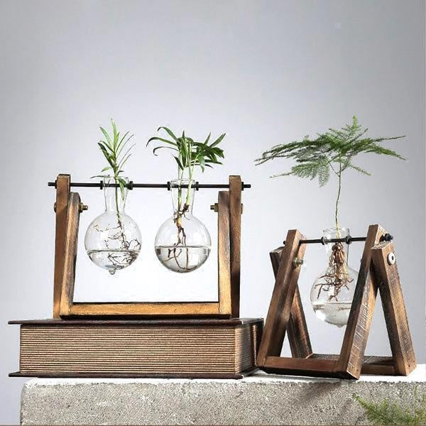 Wood Rustic Bulb Planter Terrarium