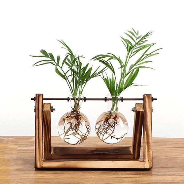 Wood Rustic Bulb Planter Terrarium