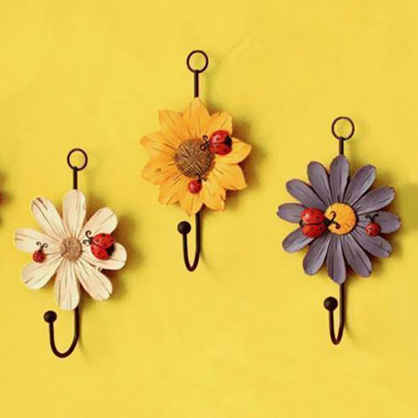 Rustic Flower and Ladybird Iron Hooks