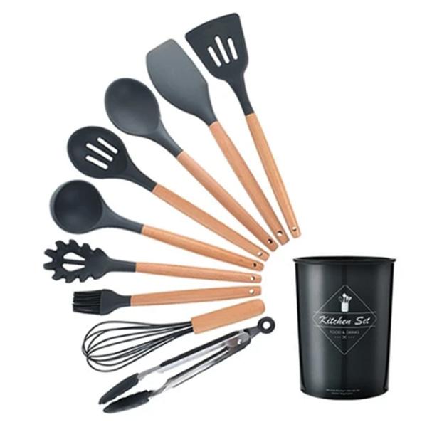 Rustic Kitchen Utensils with Wooden Handles
