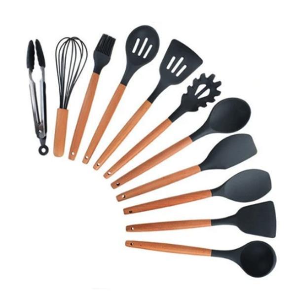 Rustic Kitchen Utensils with Wooden Handles