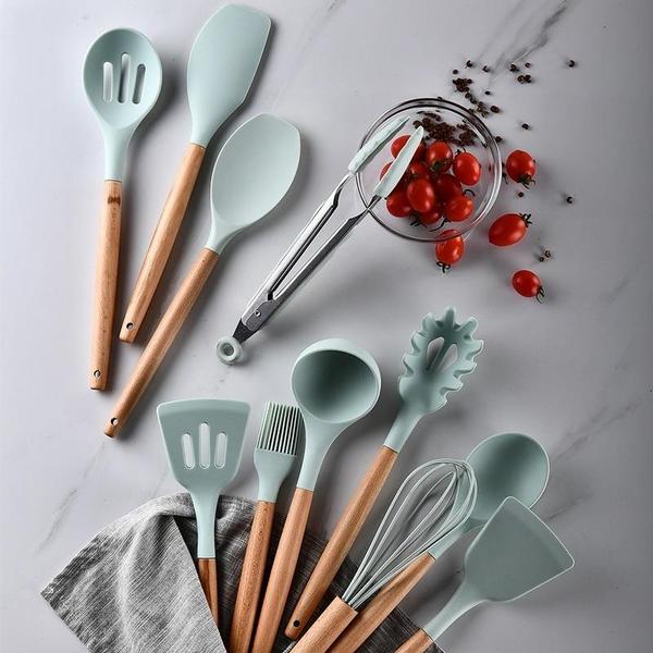 Rustic Kitchen Utensils with Wooden Handles