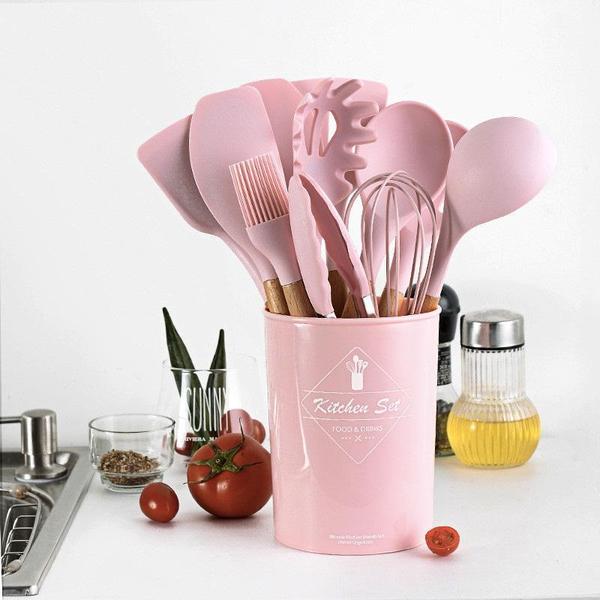 Rustic Kitchen Utensils with Wooden Handles