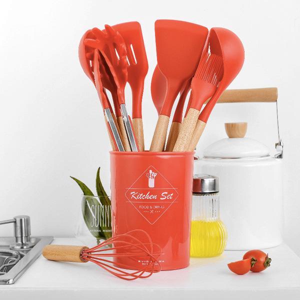 Rustic Kitchen Utensils with Wooden Handles