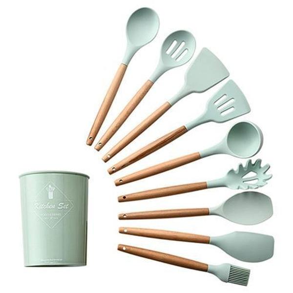 Rustic Kitchen Utensils with Wooden Handles