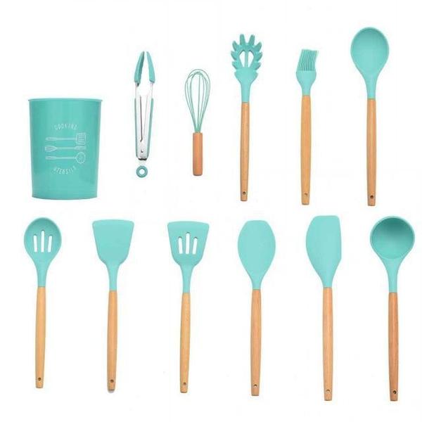 Rustic Kitchen Utensils with Wooden Handles