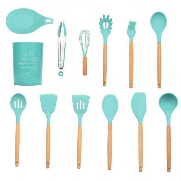 Rustic Kitchen Utensils with Wooden Handles