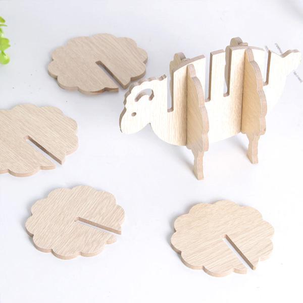 Rustic Sheep Wooden Coasters (Set of 6)