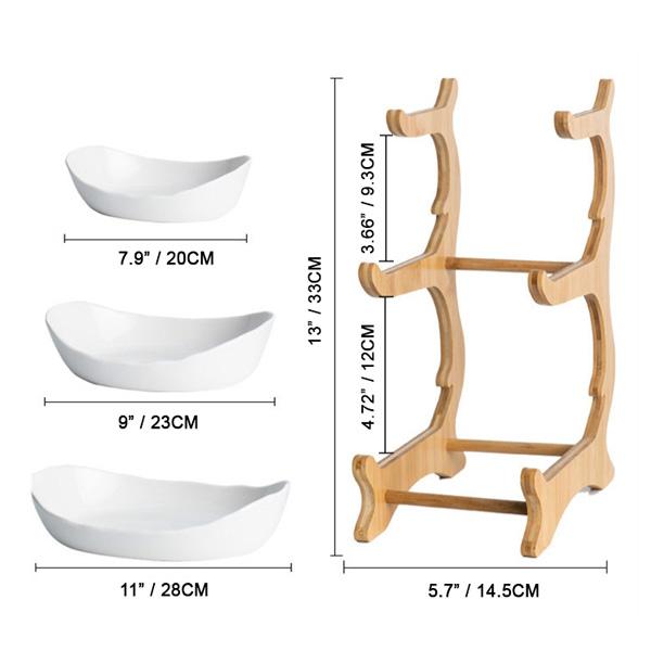 Rustic Tier Plate Wooden Stand With Plates (Various Designs & Colors)