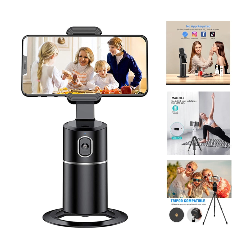 Auto Tracking Phone Holder 360° Rotation Motion Tracking Mount Selfie Tracking Tripod For Vlogging.