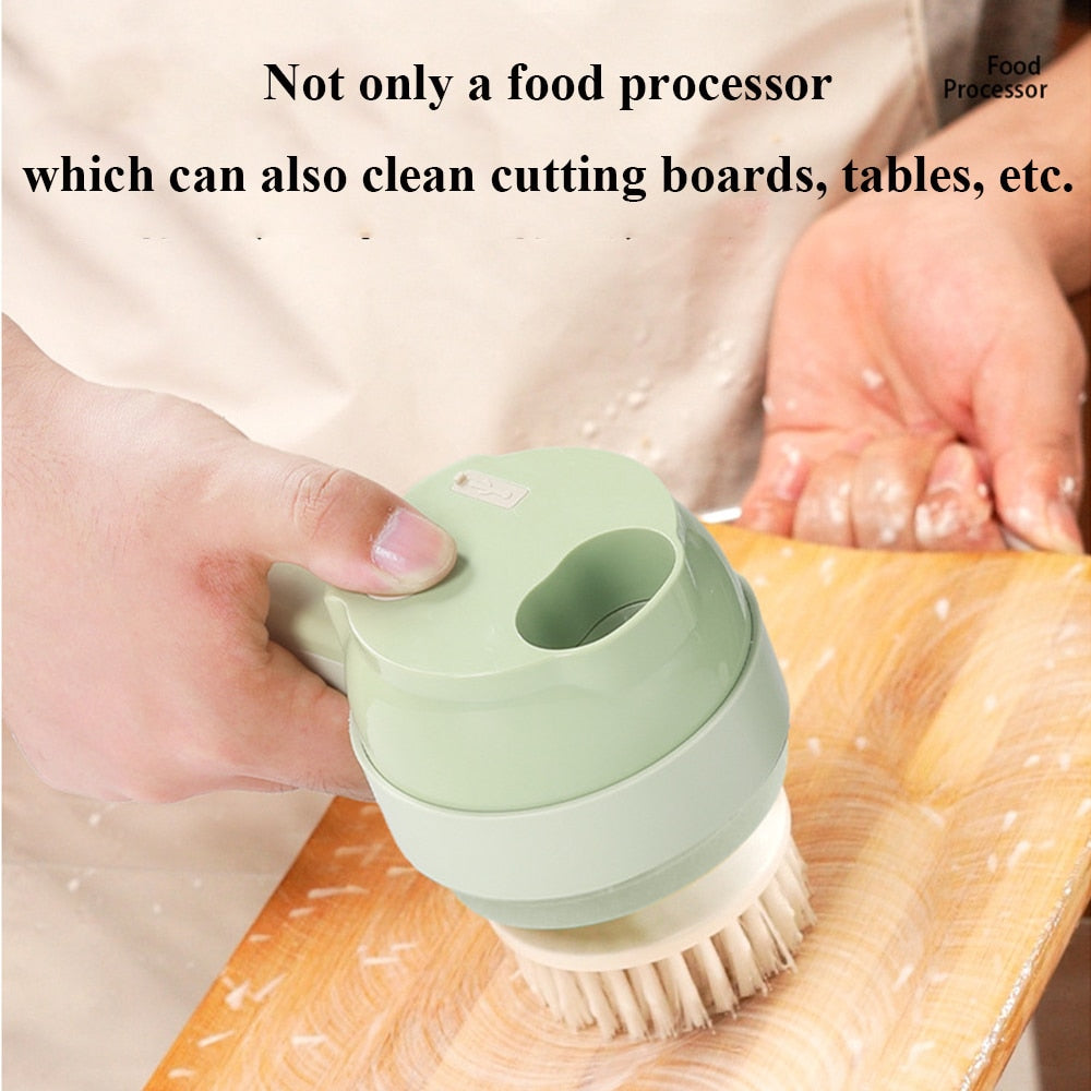 Food Processor Electric Grinder 4 IN 1 Hand Held Multifunctional Vegetable Cutter Set USB Wireless