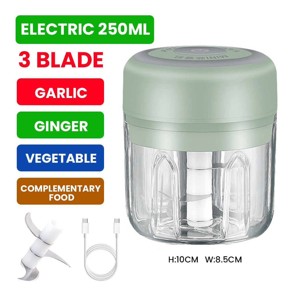 Food Processor Electric Grinder 4 IN 1 Hand Held Multifunctional Vegetable Cutter Set USB Wireless