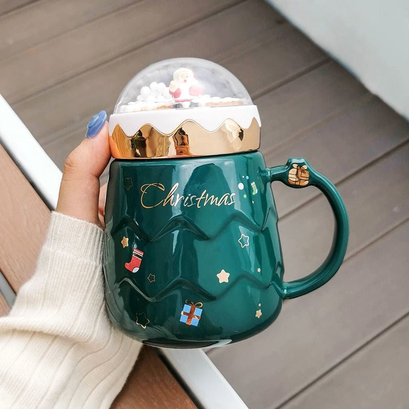 New Christmas Mugs Couples Ceramic Santa Claus Figurines Creative 2023