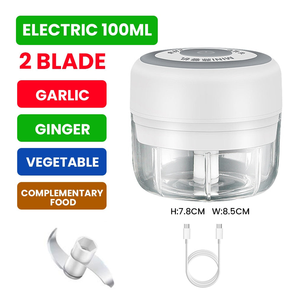 Food Processor Electric Grinder 4 IN 1 Hand Held Multifunctional Vegetable Cutter Set USB Wireless