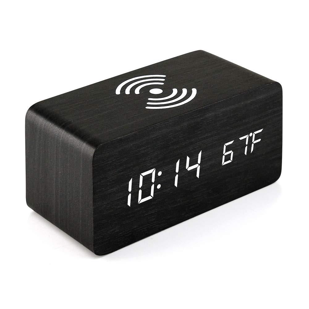 Wooden Clock with Wireless Charger