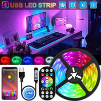 Thumbnail for RGB LED Strip Light with Remote and Bluetooth Control
