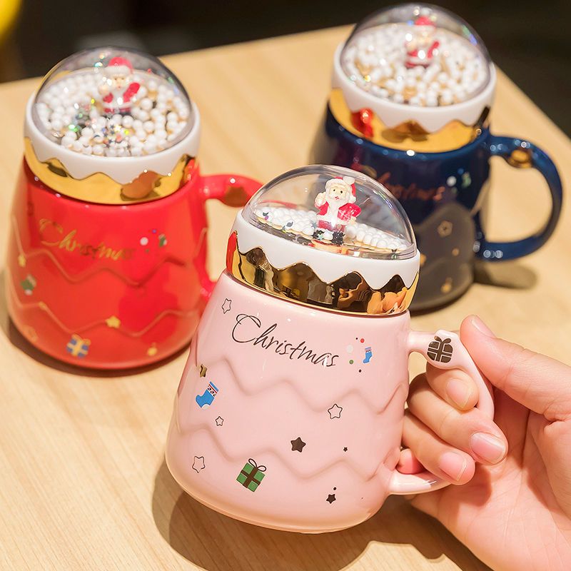 New Christmas Mugs Couples Ceramic Santa Claus Figurines Creative 2023